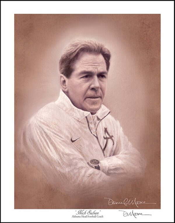 COACH NICK SABAN PORTRAIT MINI PRINT by D Moore