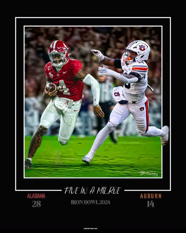 Five in a Milroe 2024 Iron Bowl print