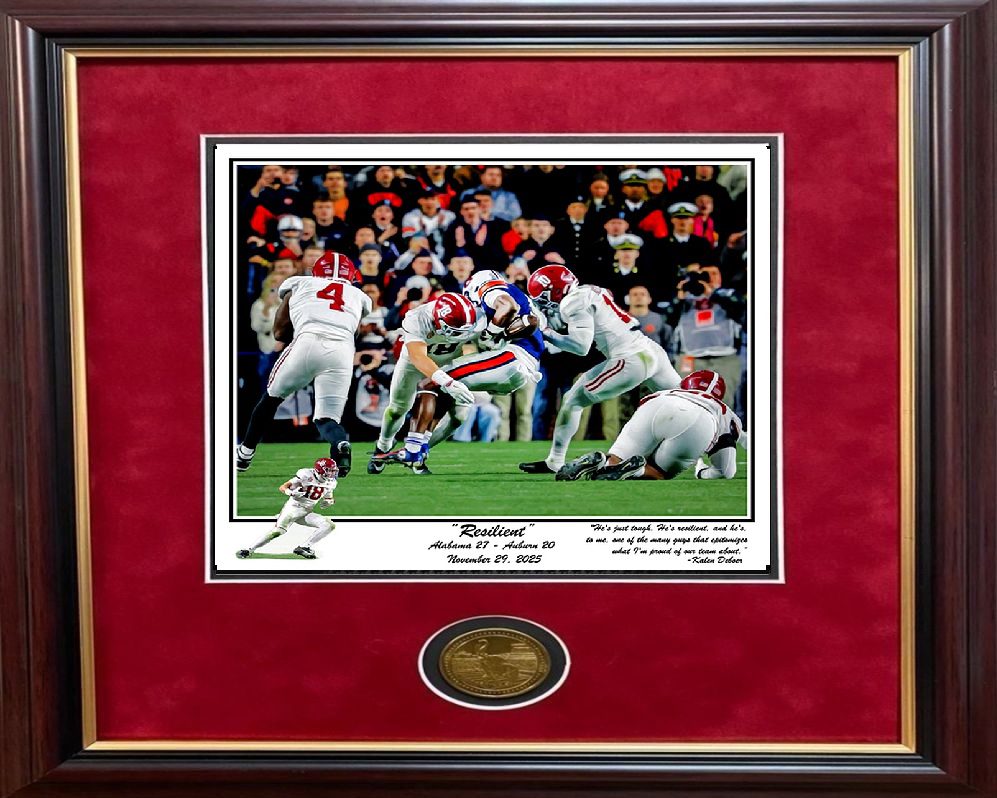 Resilient 2025 Iron Bowl print framed with coin